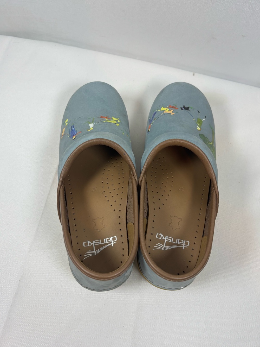 Dansko Twin Pro Dog Walkers Milled Nubuck Womens Clogs Blue/Brown Size 37 - Picture 9 of 15